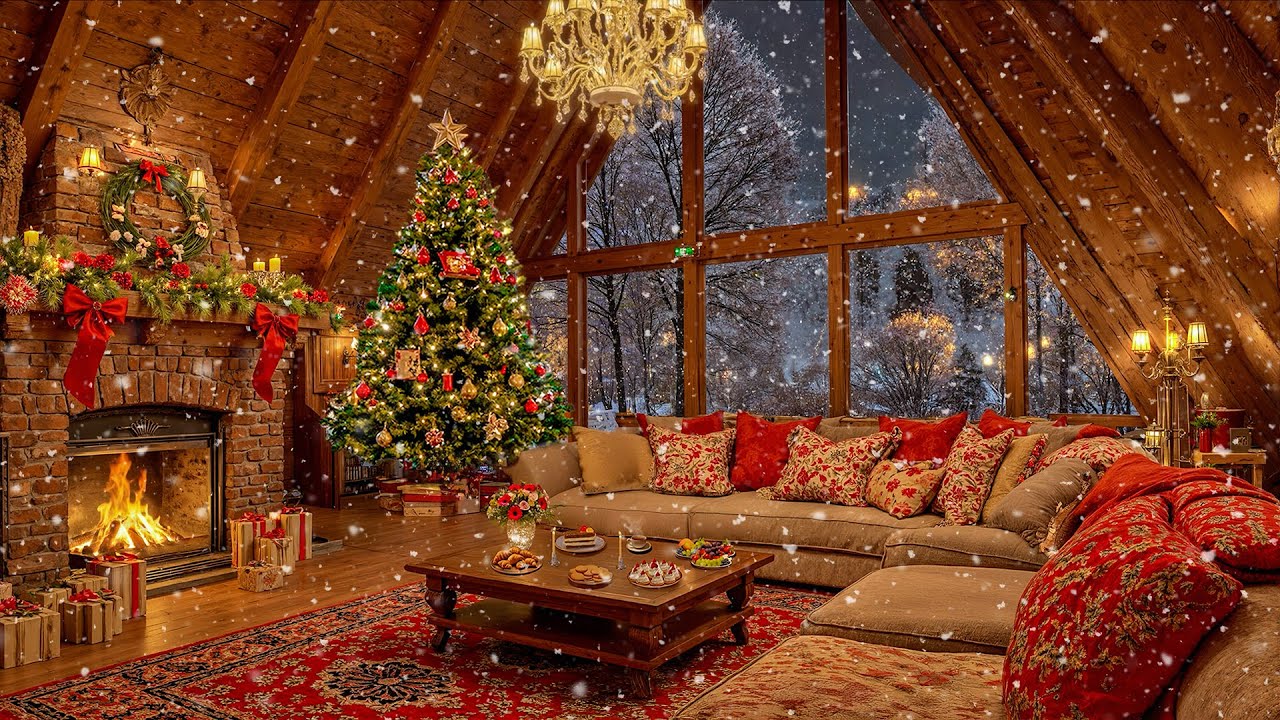 Relaxing Fireplace with Instrumental Christmas Music - Peaceful Christmas Ambience for Sleep & Study