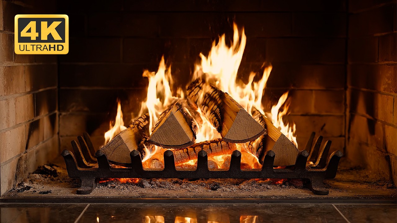 🔥 4K Fireplace Ambience ⏐ Natural Crackling Fire Sounds ⏐ Cozy Evening Fire