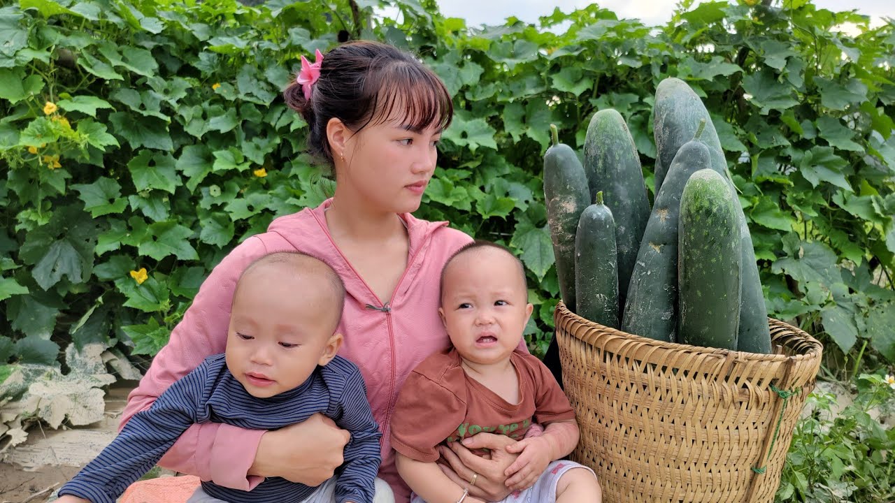My child recovered from illness - Followed my mother to harvest squash to sell