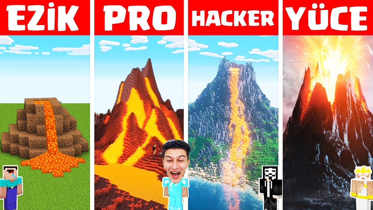 MİNECRAFT EZİK vs PRO vs HACKER vs YÜCE 🌋 EN GÜZEL LAV EVİ KİM YAPACAK