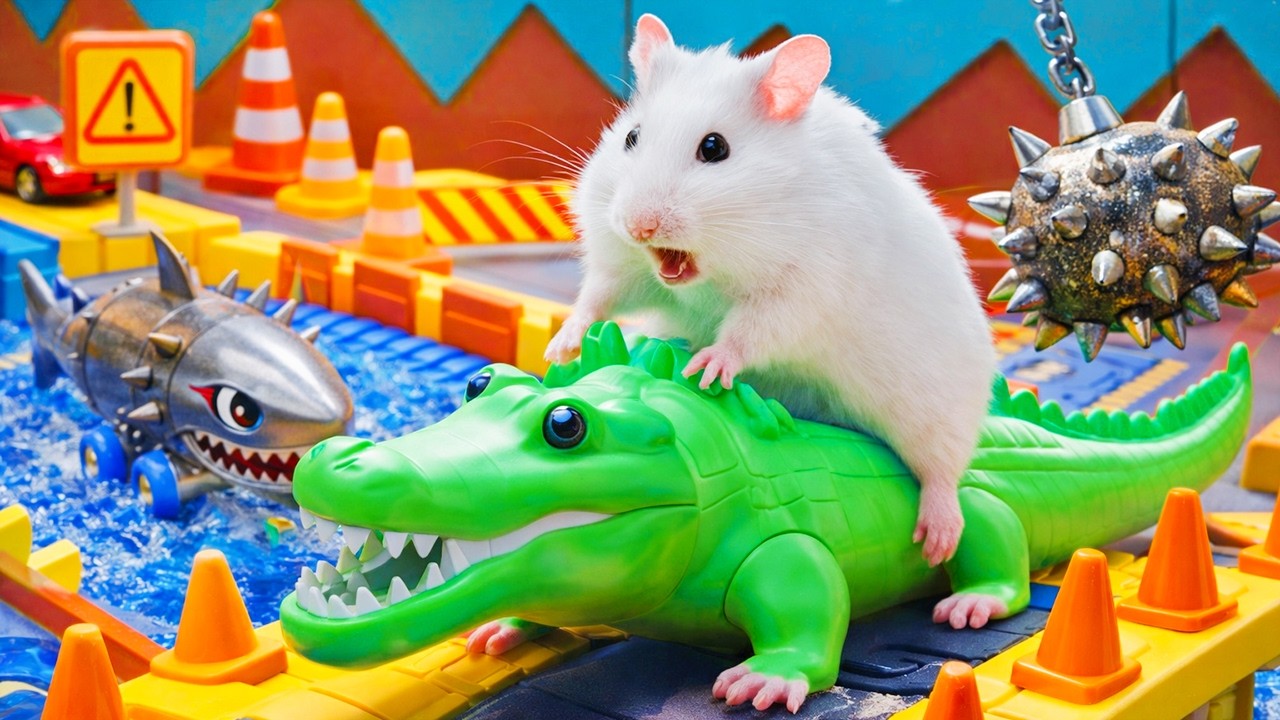 Hamster Escapes Shark in Crocodile Pool Maze | Hamster Maze