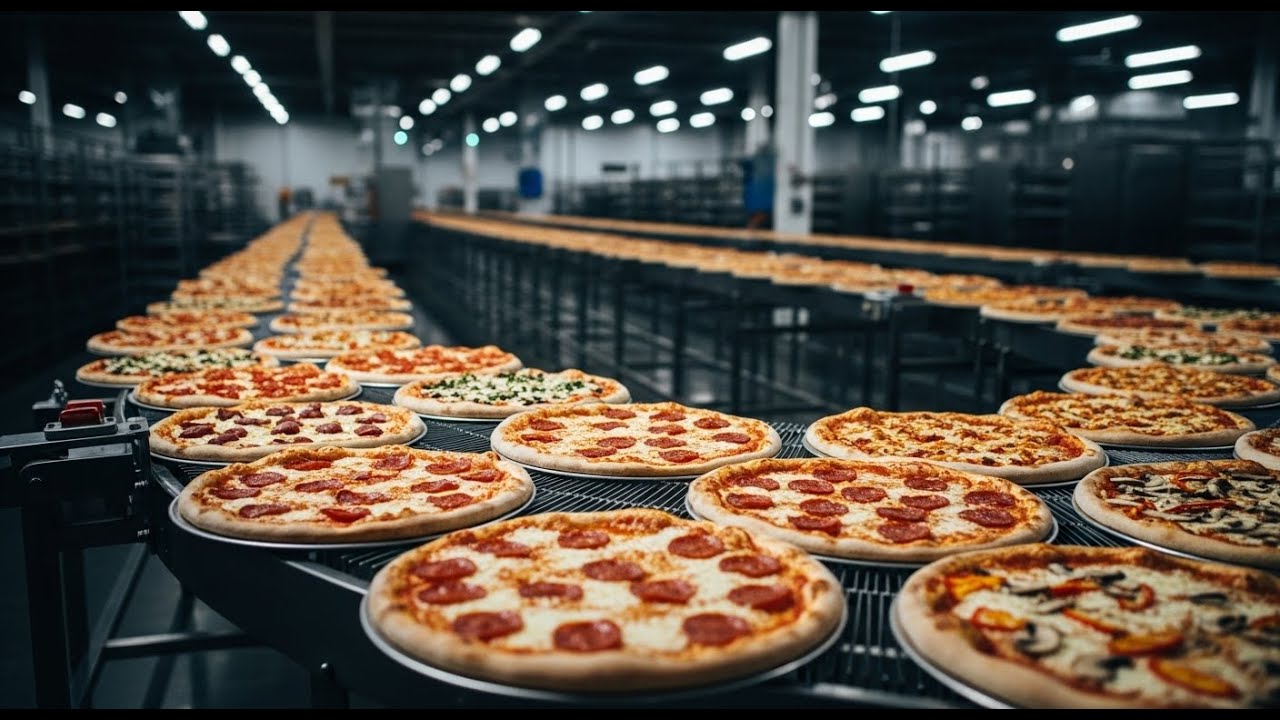 Inside a Modern Pizza Factory – (Full Process) How Millions of Pizzas Are Made