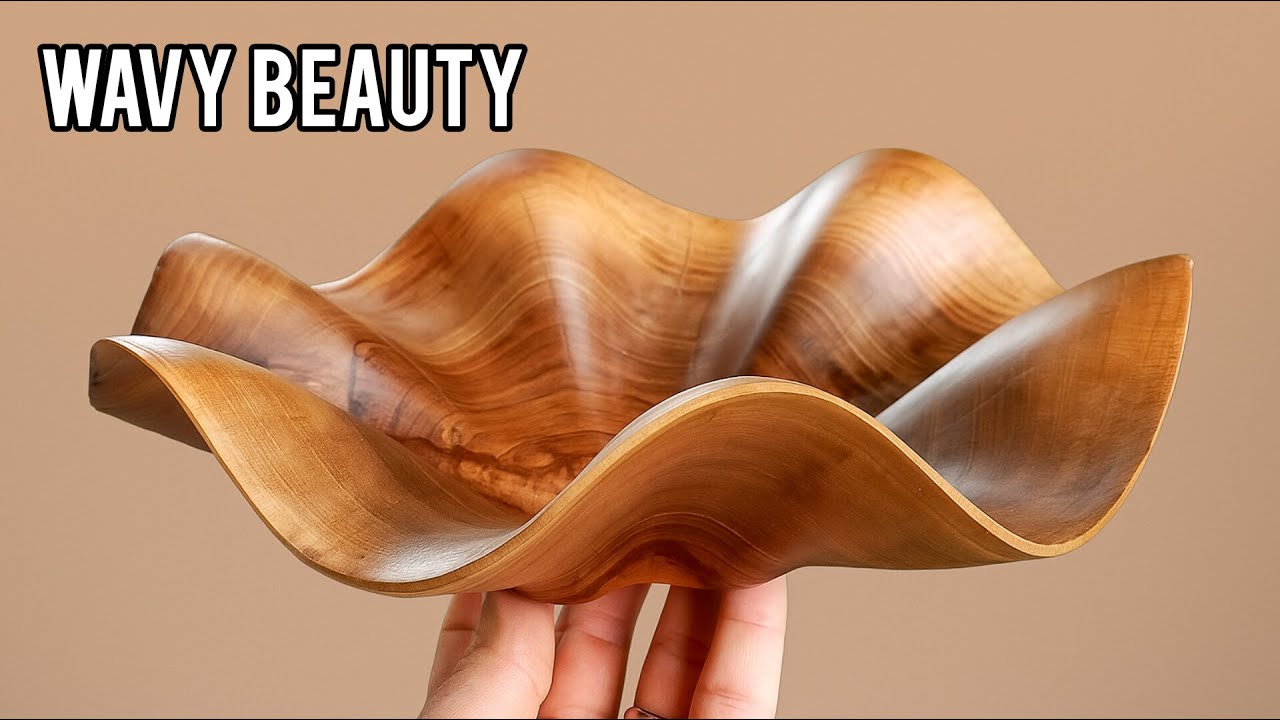 Handcrafted Walnut Bowl with Flowing Wavy Edges — Rustic & Unique Wooden Art