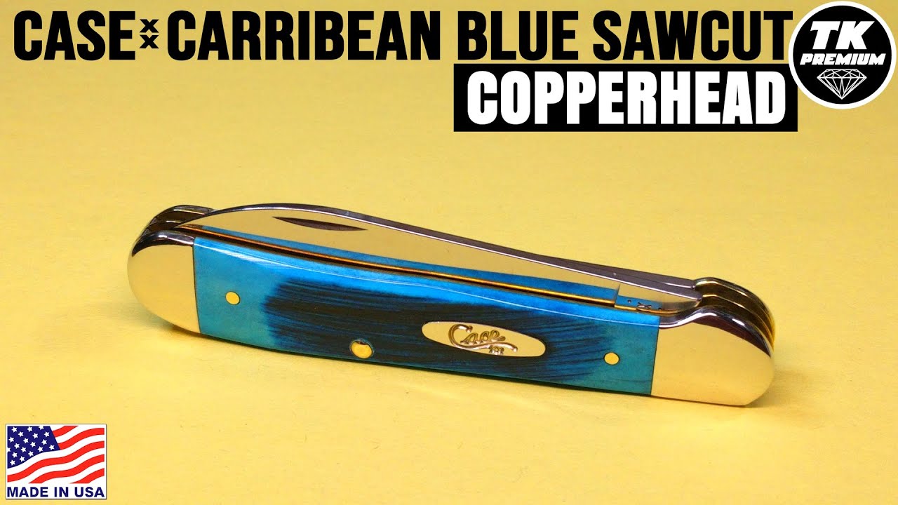 Case Carribean Blue Sawcut Bone Copperhead Pocket Knife 25588 (6249W SS)