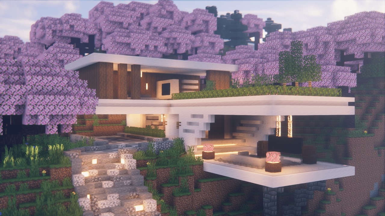 Minecraft | Modern Cliffside House 2 (Relaxing Tutorial)