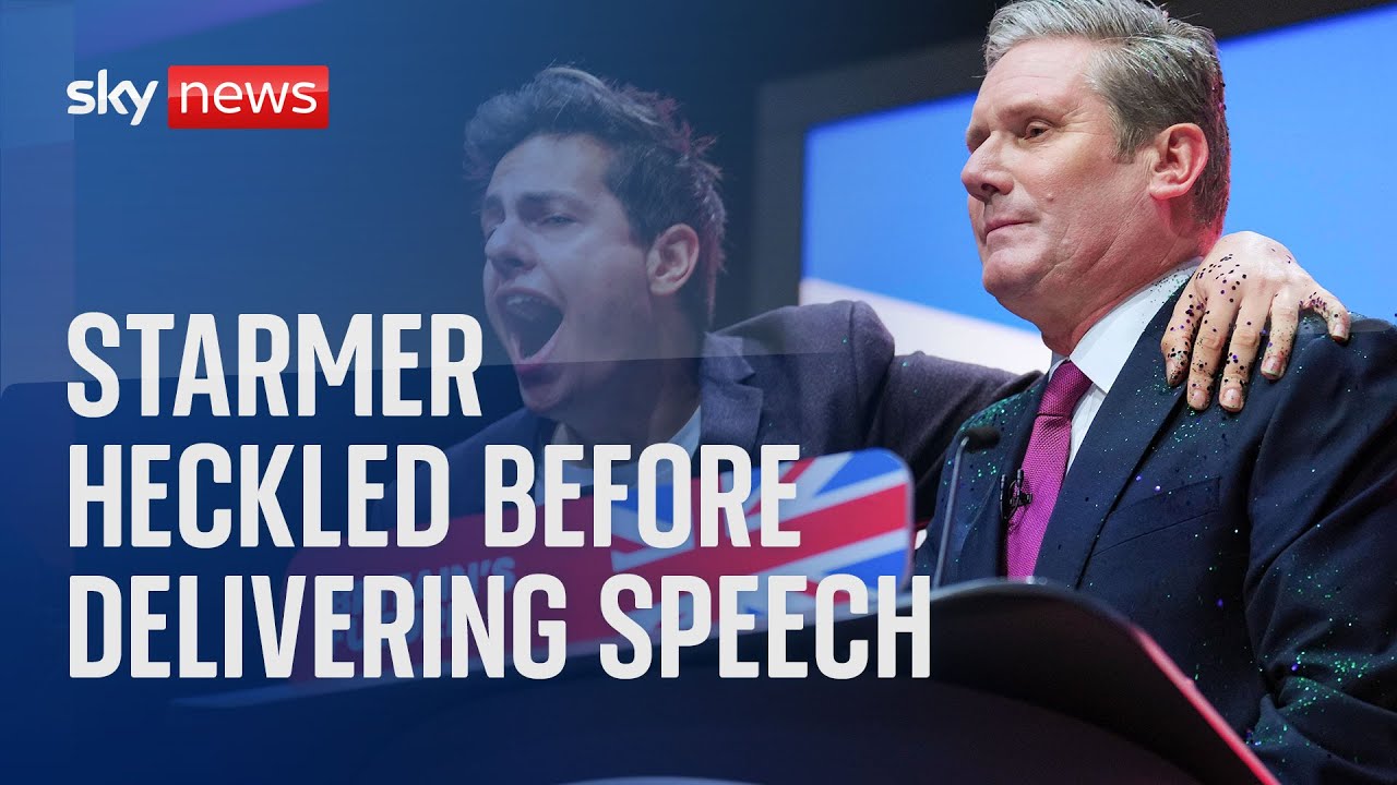 Sir Keir Starmer heckled on stage before delivering keynote speech