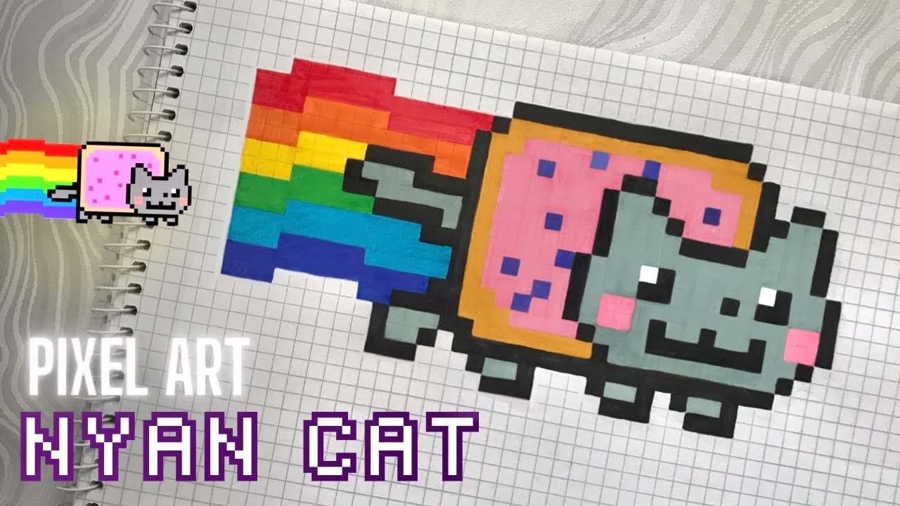 Pixel Art Tutorial: NYAN CAT 🌈🐱 EASY STEP-BY-STEP!