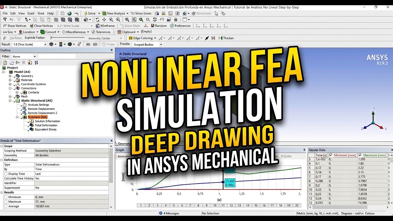 ☑️ Embutición profunda - Ansys Mechanical Tutorial