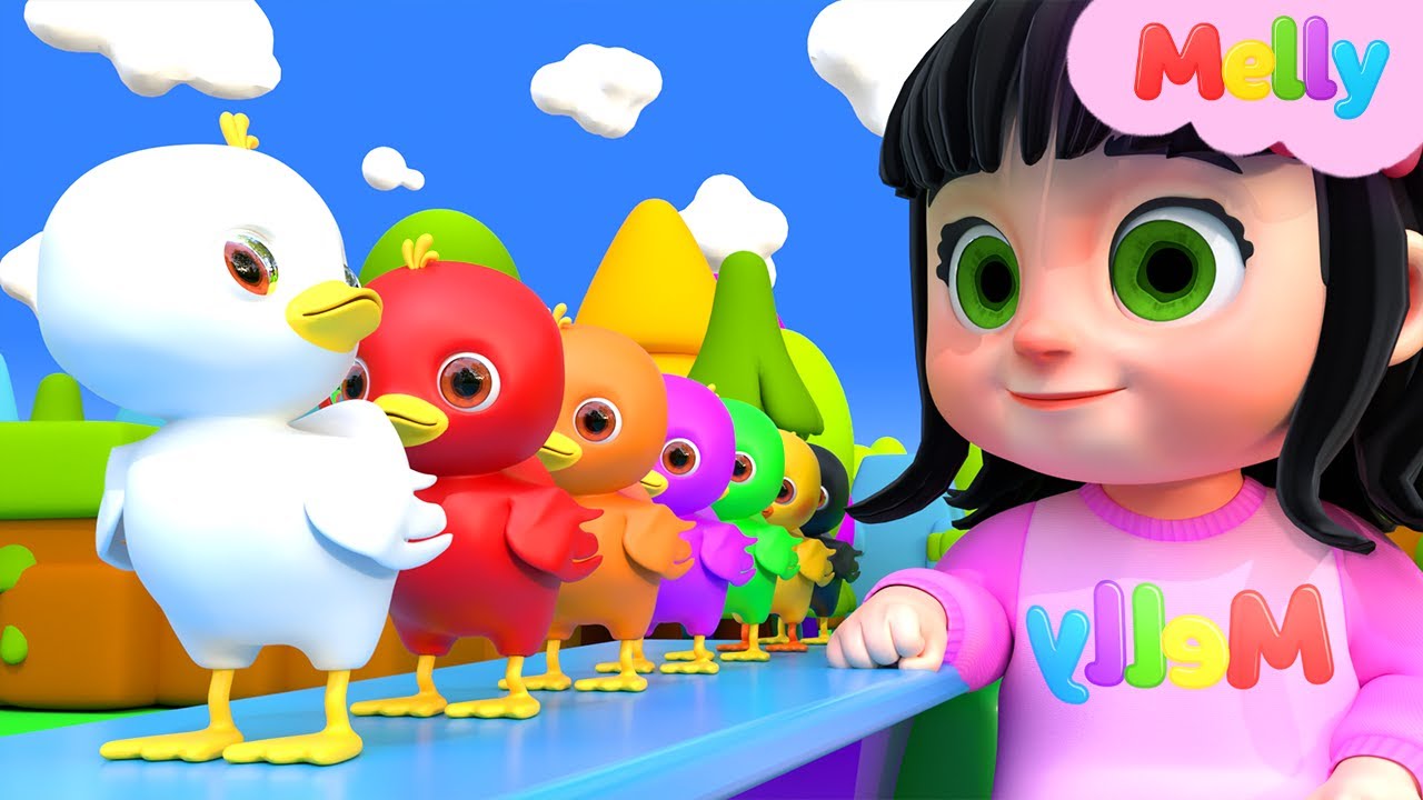Five Little Ducks | Colorful Ducks | Melly Nursery Rhymes & Kids Songs