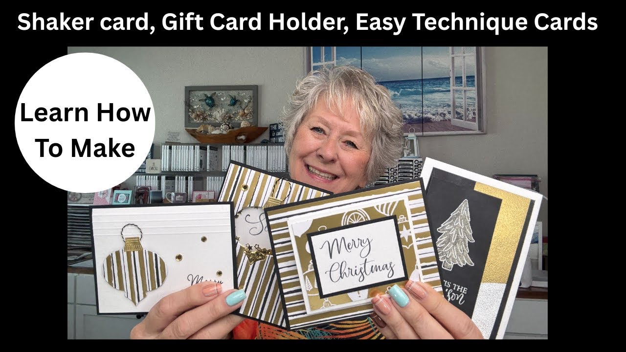 🔴Four Easy Christmas Cards | Shaker Card, Gift Card Holder & Technique Cards