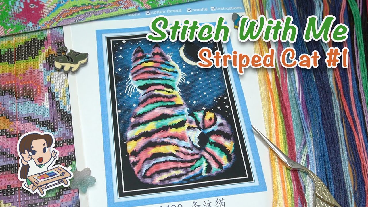 Stitch With Me - Striped Cat #1 [Real time no talk]
