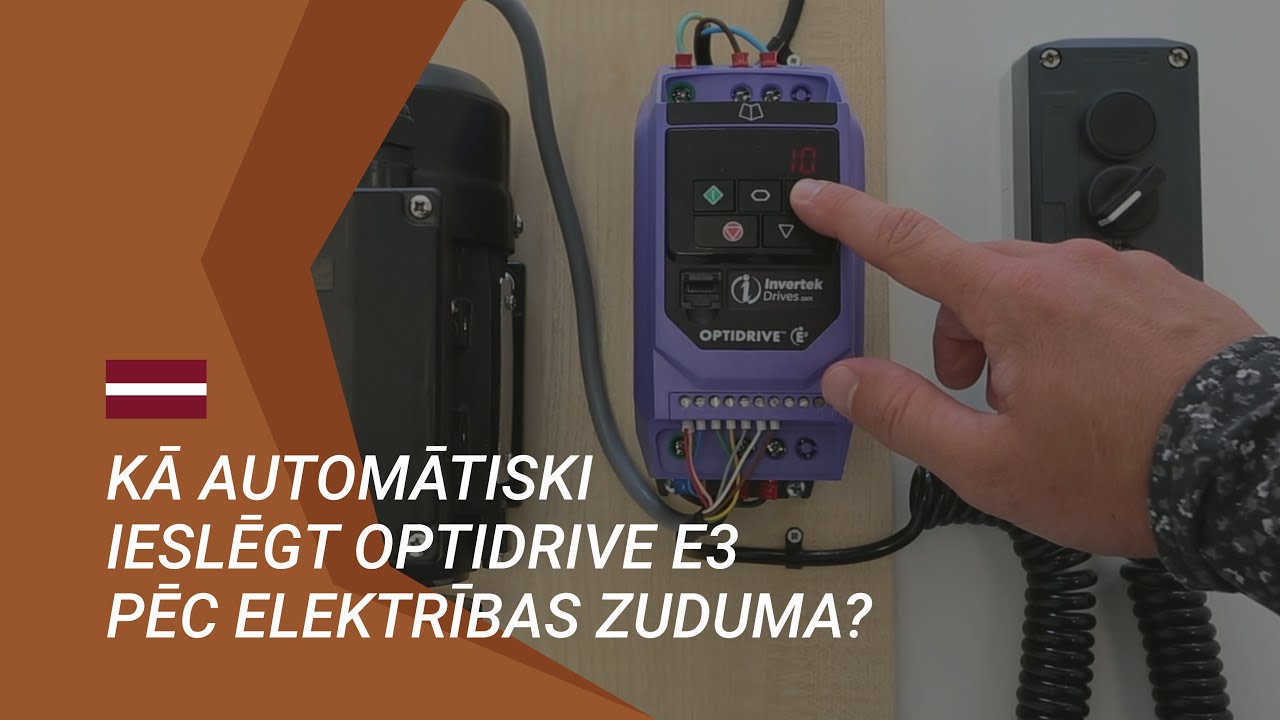 HOW TO automatically turn on the Optidrive E3 after a power outage? // Kā  ieslēgt Optidrive E3?