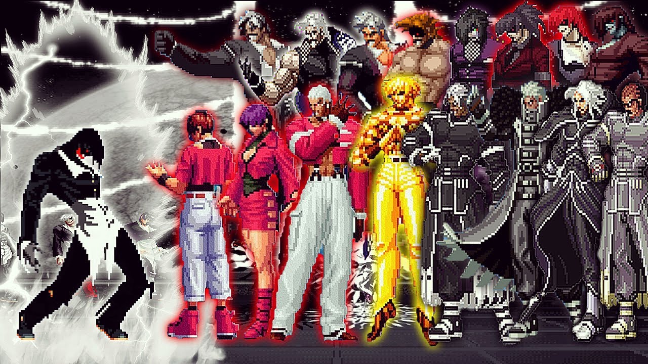 [KOF Mugen] Boss Orochi Iori AR Vs 16 Ultimate Fighters Team | 1 Vs 16