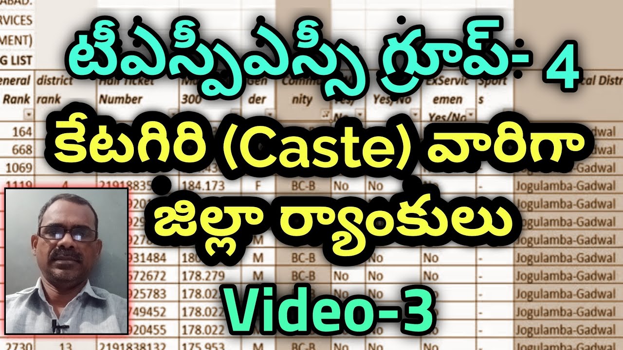 కేటగిరి caste వారీగా జిల్లా ర్యాంకులు // tspsc group 4 district ranks category wise // tspsc updates