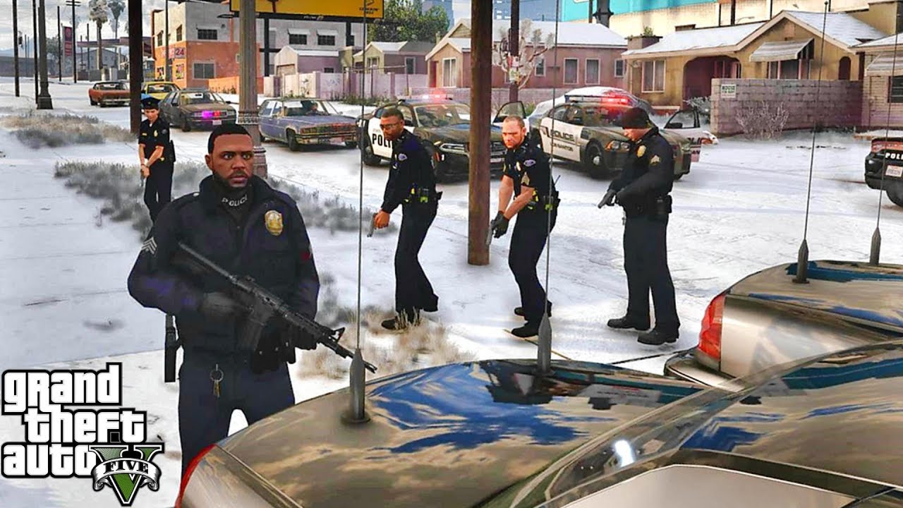 GTA 5 MODS LSPDFR 994  - CITY GANG SNOW PATROL!!! (GTA 5 REAL LIFE PC MOD)