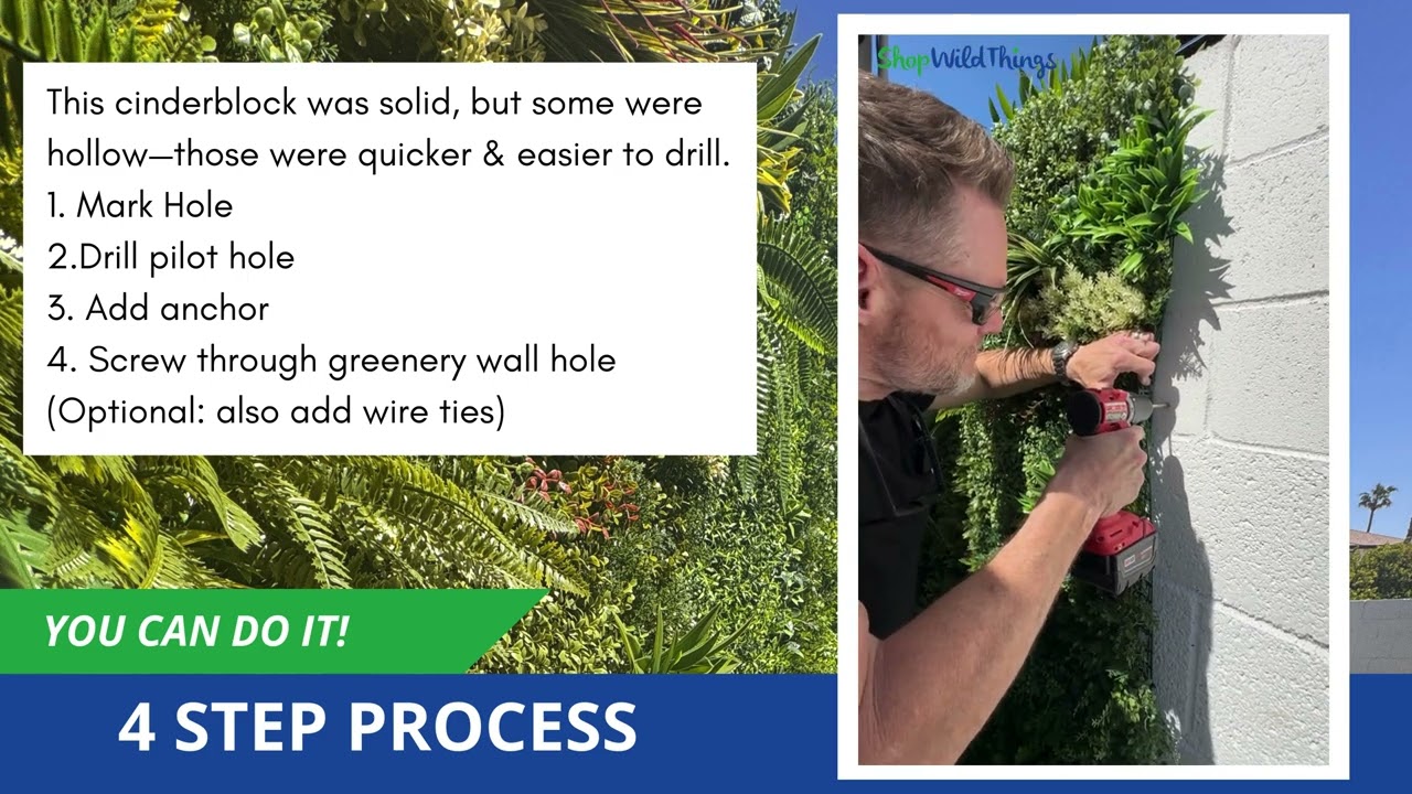 Easy DIY Greenery Wall Installation | Simple Step-by Step Video for Brick, Block or Stucco Outdoors!
