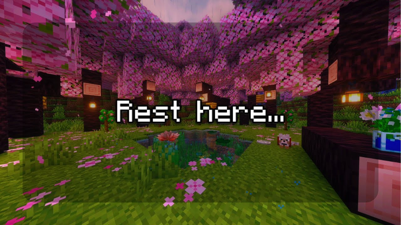 🌸 Drift Away Beneath the Blossoms — 2 Hours of Minecraft Ambience ( C418 Music w/ Rain sounds)