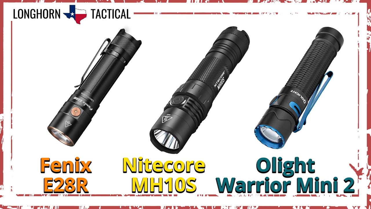 TRIPLE BREAKDOWN EDC Flashlights - Fenix E28R - Nitecore MH10S - Olight Warrior Mini 2
