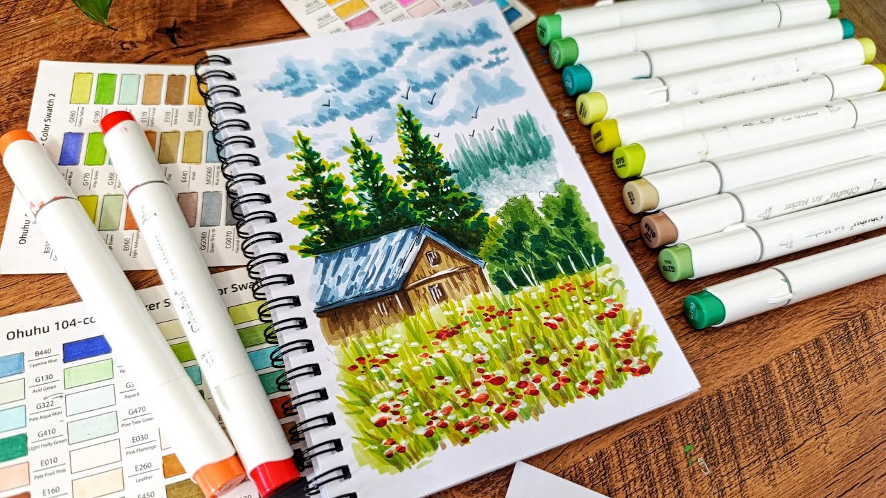 Ohuhu Markers Landscape | Cozy Art 