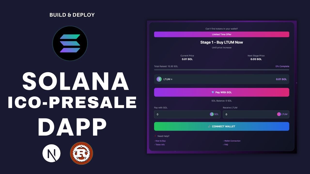 Build & Deploy a Solana ICO PreSale DApp | Rust, Anchor, Next.js & Web3.js &ndash; Complete Solana Course