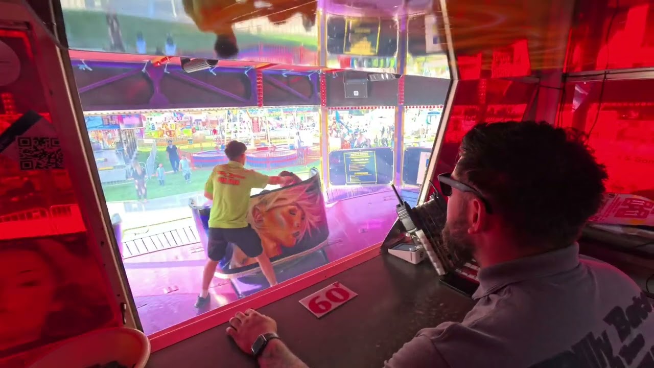 Billy Bates waltzers from the Paybox at Abbey park Leicester Easter Funfair 25