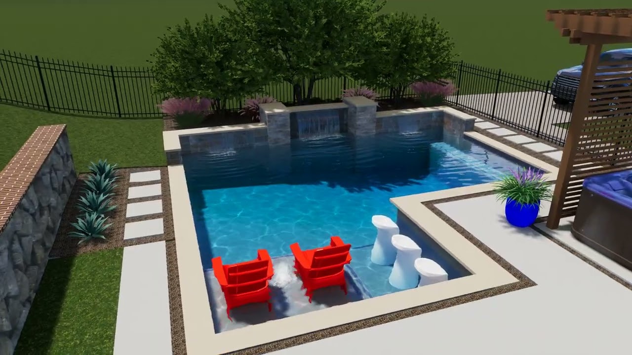 Eagle Ridge Circle - Swimming pool with water wall