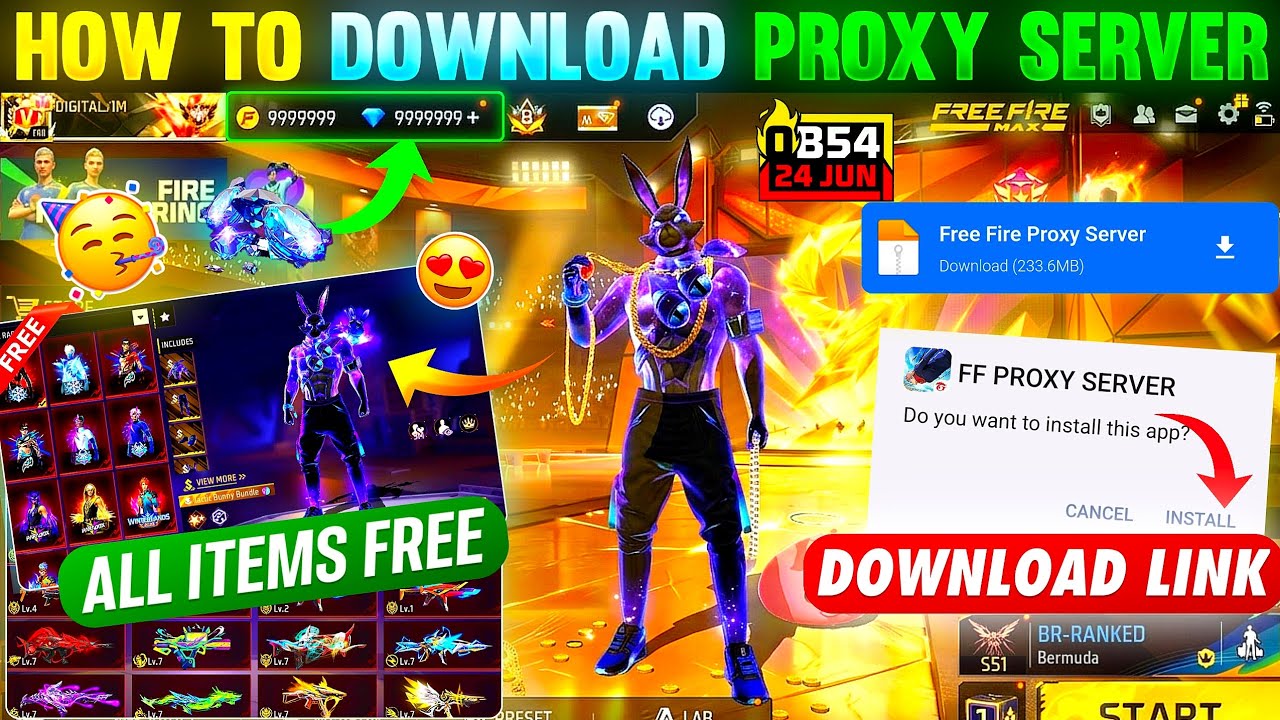 HOW TO DOWNLOAD PROXY SERVER IN FREE FIRE, HOW TO USE PROXY SERVER IN FREE FIRE, VIP PROXY SERVER