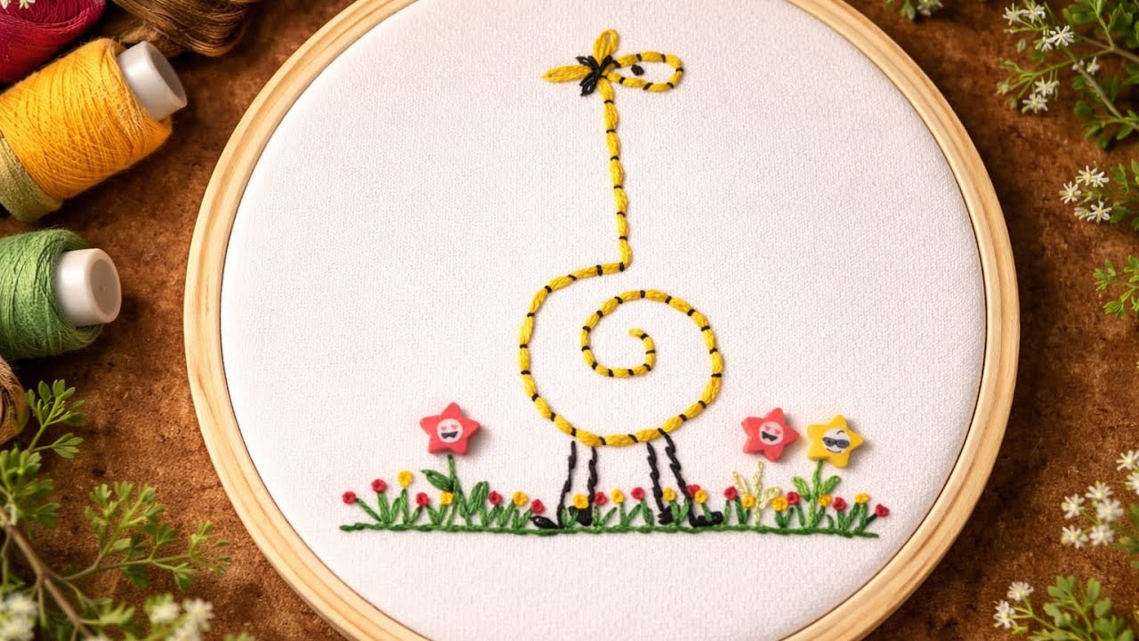 Beginner Friendly Giraffe Embroidery 🧵 | Easy & Beautiful Design