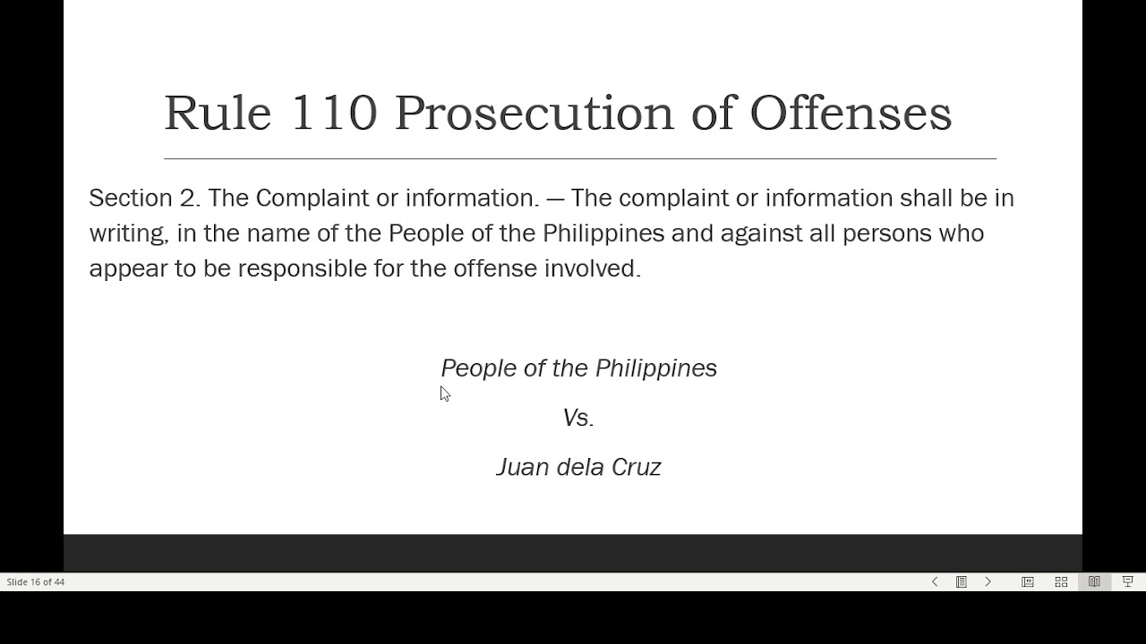 Rule 110 Prosecution of Offenses