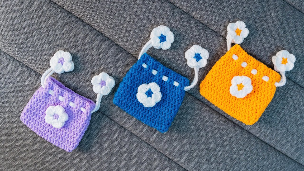 Mini Drawstring Pouch Crochet | Beginners Friendly 
