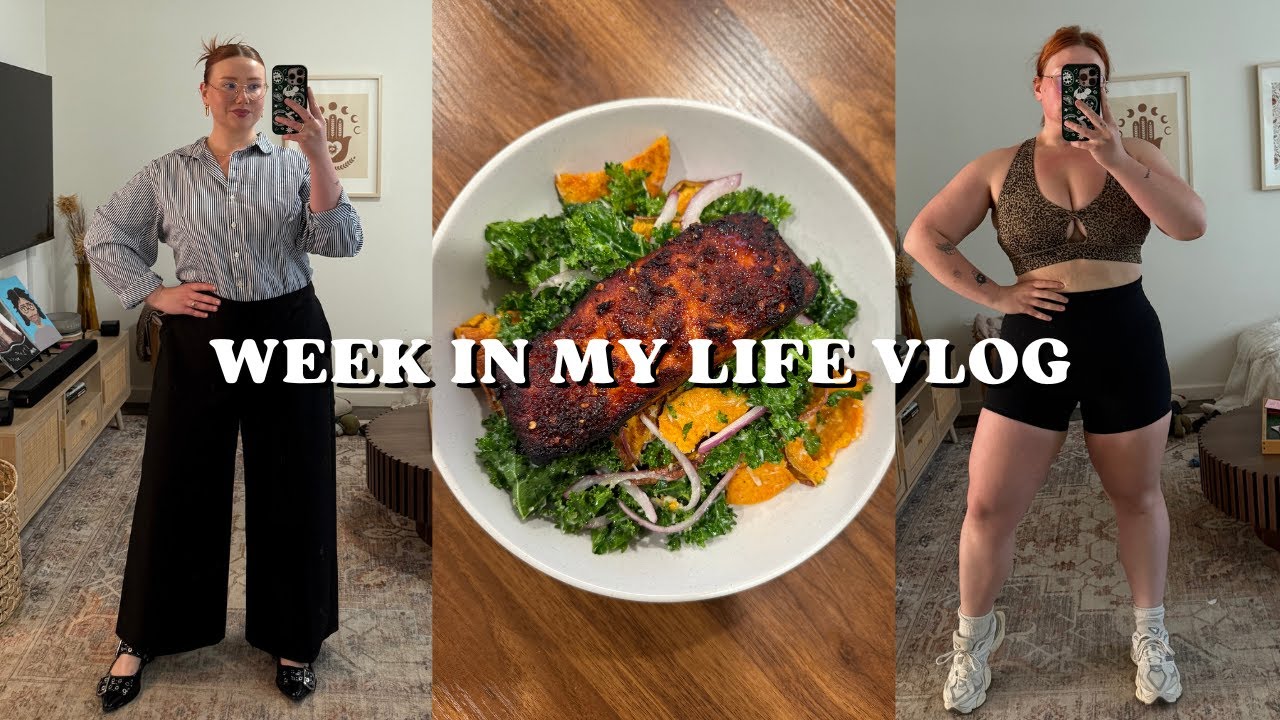 week in my life vlog: office outfits, packed lunches, Free People try-on, grocery haul