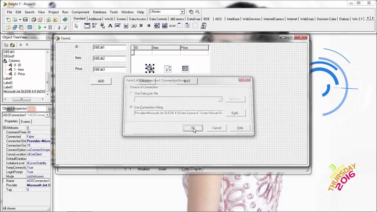 Make simple program using delphi 7 and database using Ms.Access