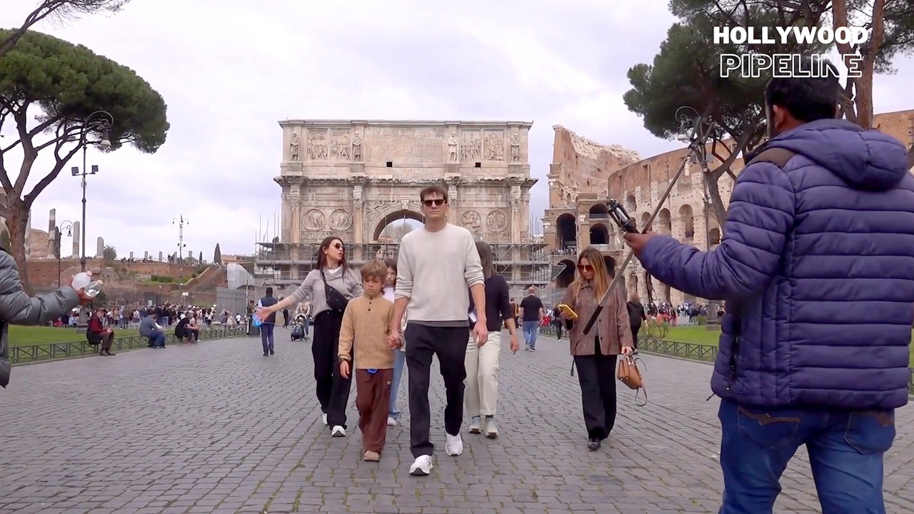 Ashton Kutcher and Mila Kunis Take Family Vacation to Rome