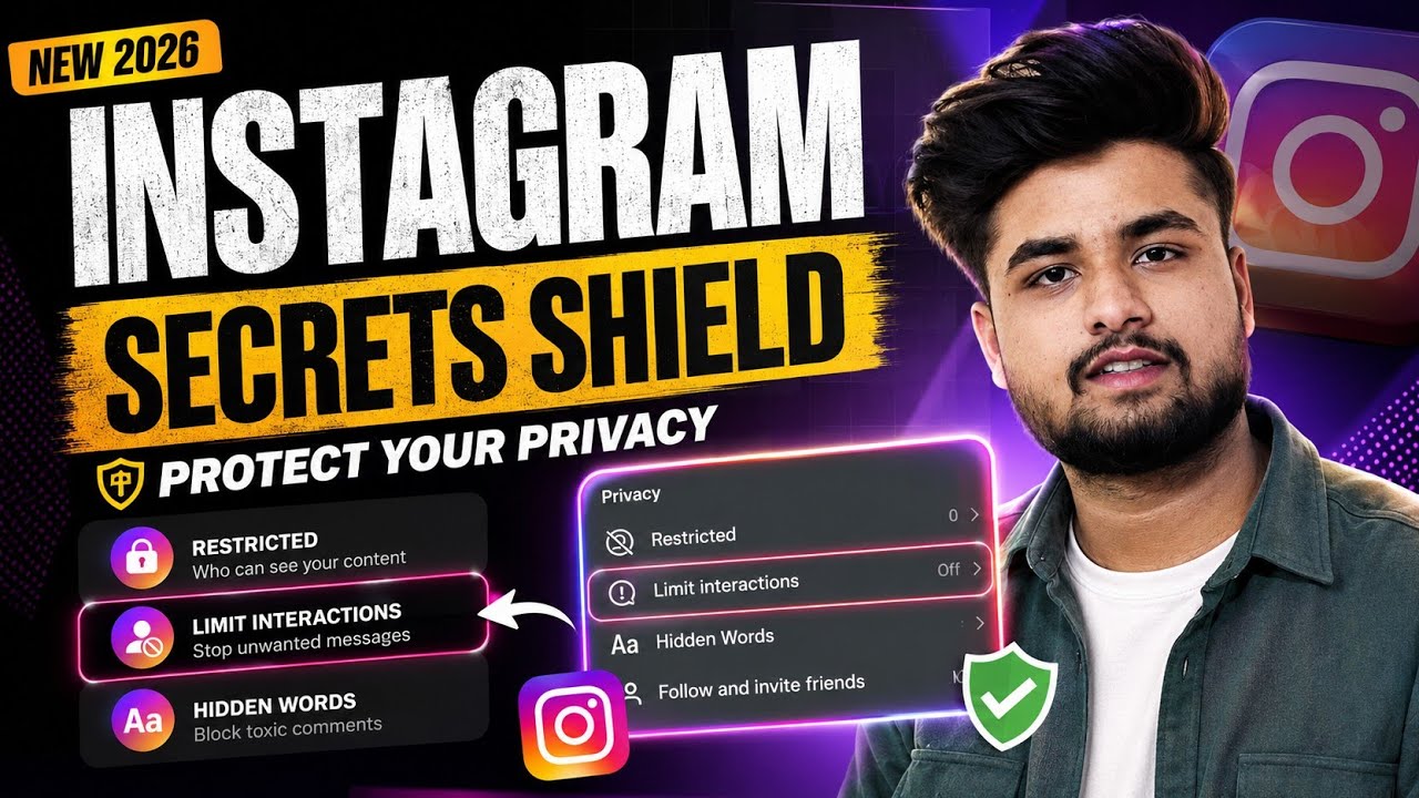 Instagram Secrets Shield Feature 2026 🔥 Limit Interactions & Hidden Words Setting | Full Guide Hindi