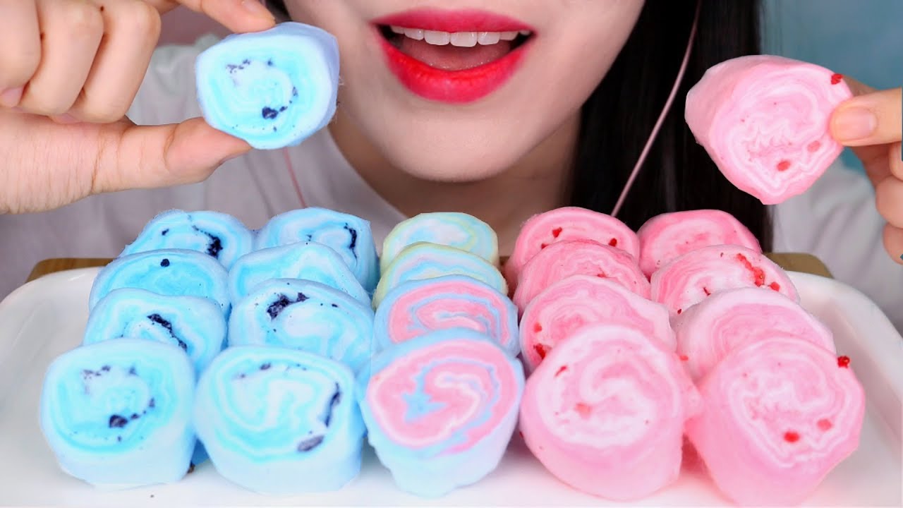 ASMR COTTON CANDY 솜사탕 먹방 咀嚼音綿菓子 (SOFT TINGLY EATING SOUNDS) NO TALKING MUKBANG