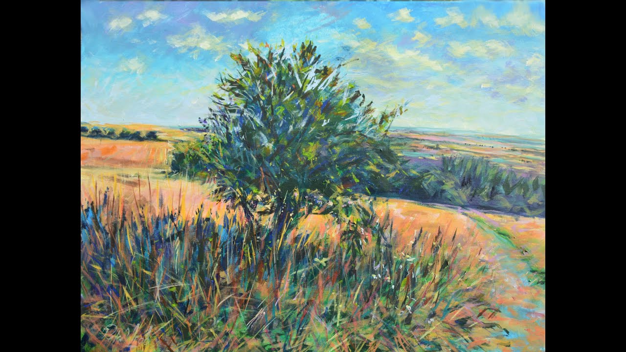 A late summer afternoon looking over Worlaby - En pleine air Acrylics