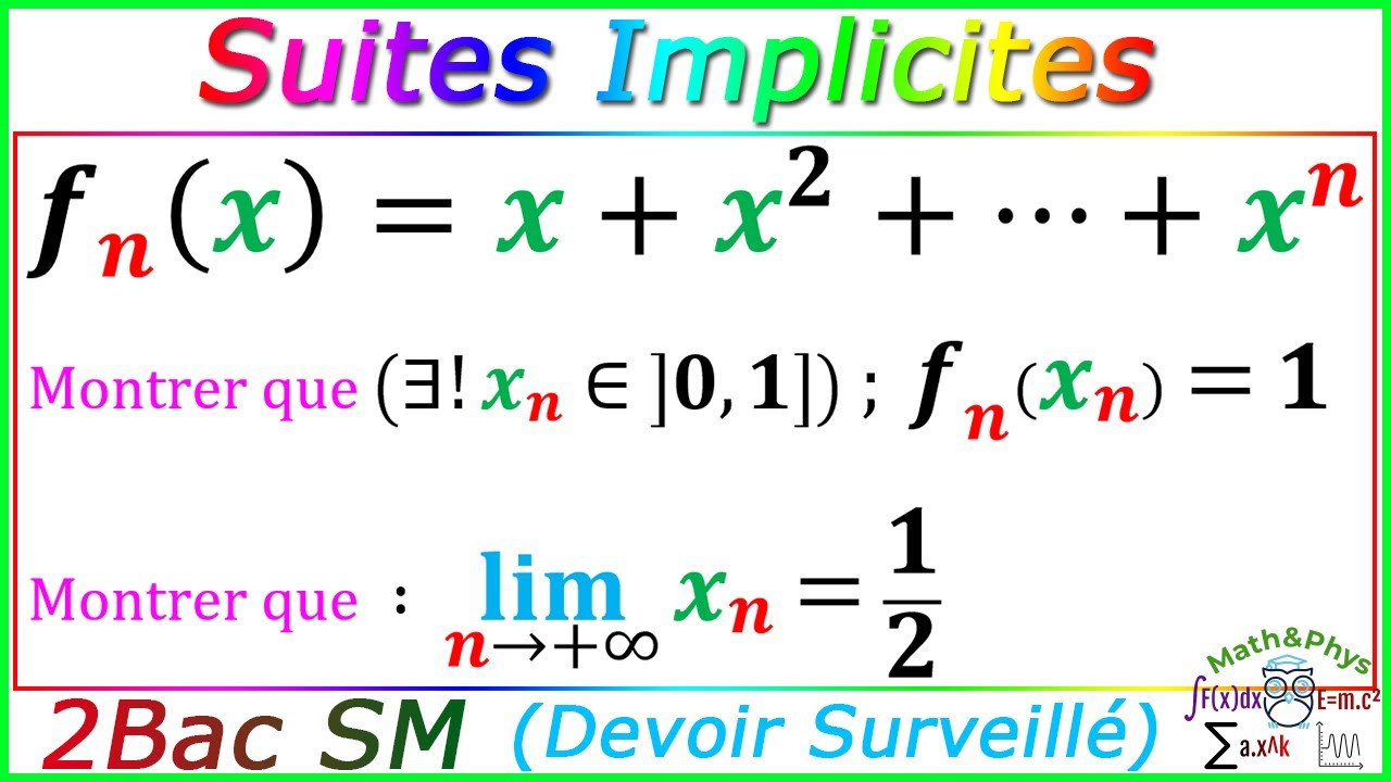 Suites Implicites - les Suites Numériques - 2 Bac SM - [Exercice 13]