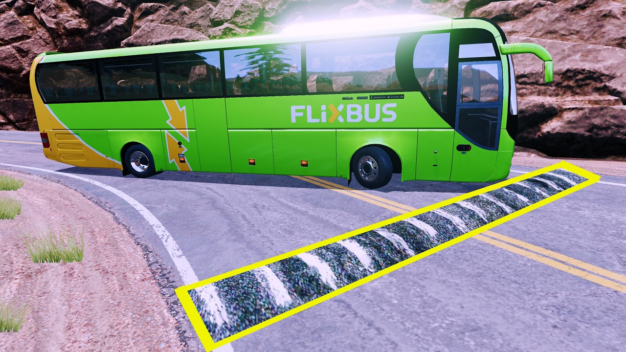 Bus And Trucks Vs Speed Bumps - BeamNG.Drive