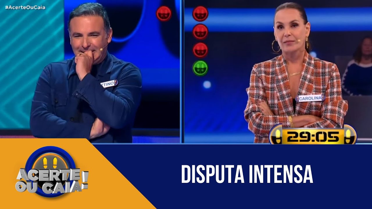 Disputa intensa! Veja momento em que Reinaldo Gottino derruba Carolina Ferraz no 'Acerte ou Caia!'