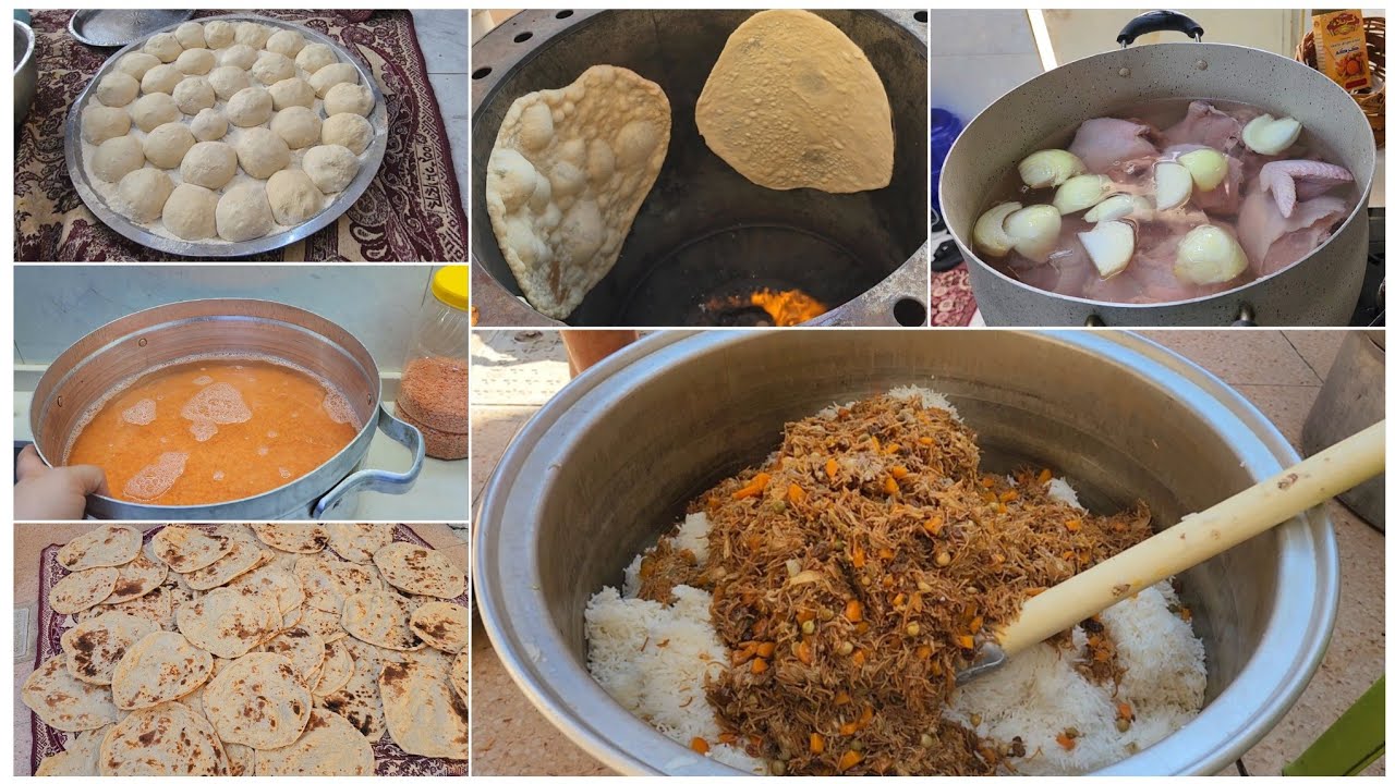 طبخ وتوزيع لزوار الامام الحسين ع🙏خبزنه من الصبح للموكب شوفو منو يساعدني🤩خلصت كلشي وطلعنا مشايه🏴