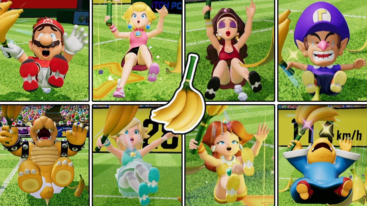 マリオテニスフィーバー 【Switch2】 全キャラ バナナ 転倒モーション集 まとめ ニンテンドースイッチ2