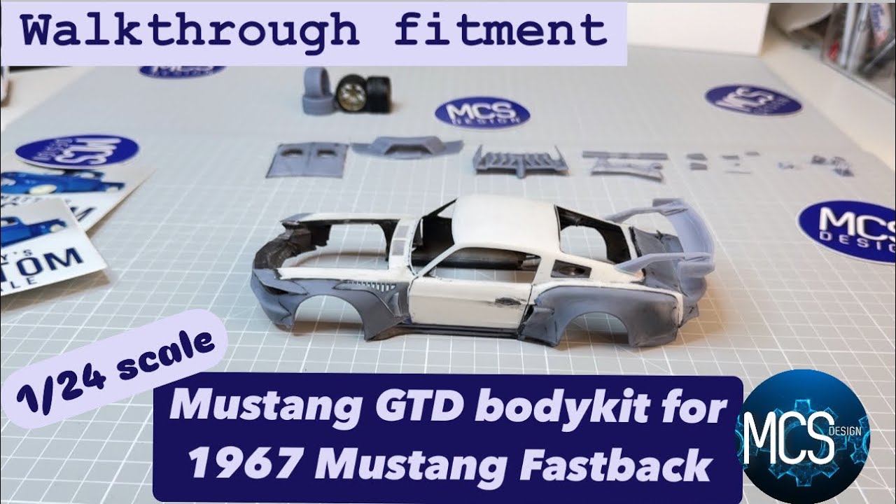 Mustang GTD 3D Printed Widebody for 1967 Mustang Fastback - 1/24 scale model