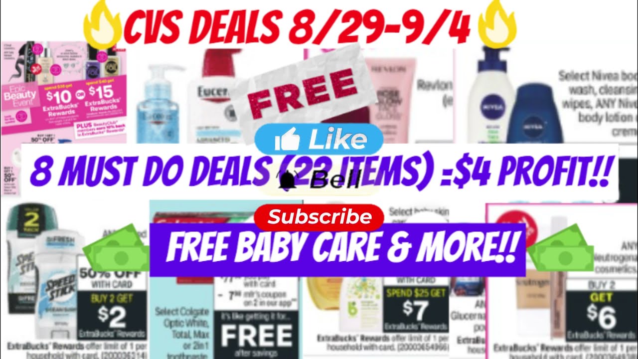 🔥CVS Deals 8/29 + CVS Couponing This Week💃8 Must Do CVS Deals /22 ITEMS = $4 PROFIT {FREE BABY CARE}