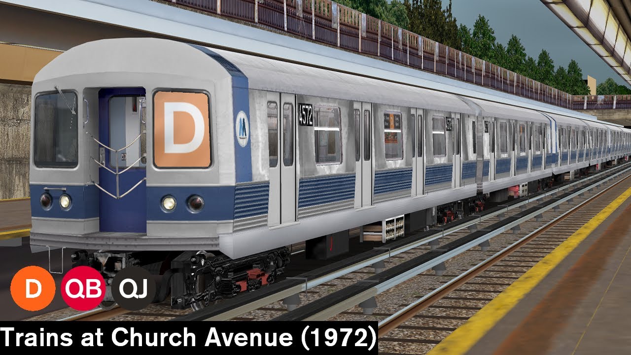OpenBVE Virtual Railfanning: D, QB and QJ Trains at Church Avenue (1972)