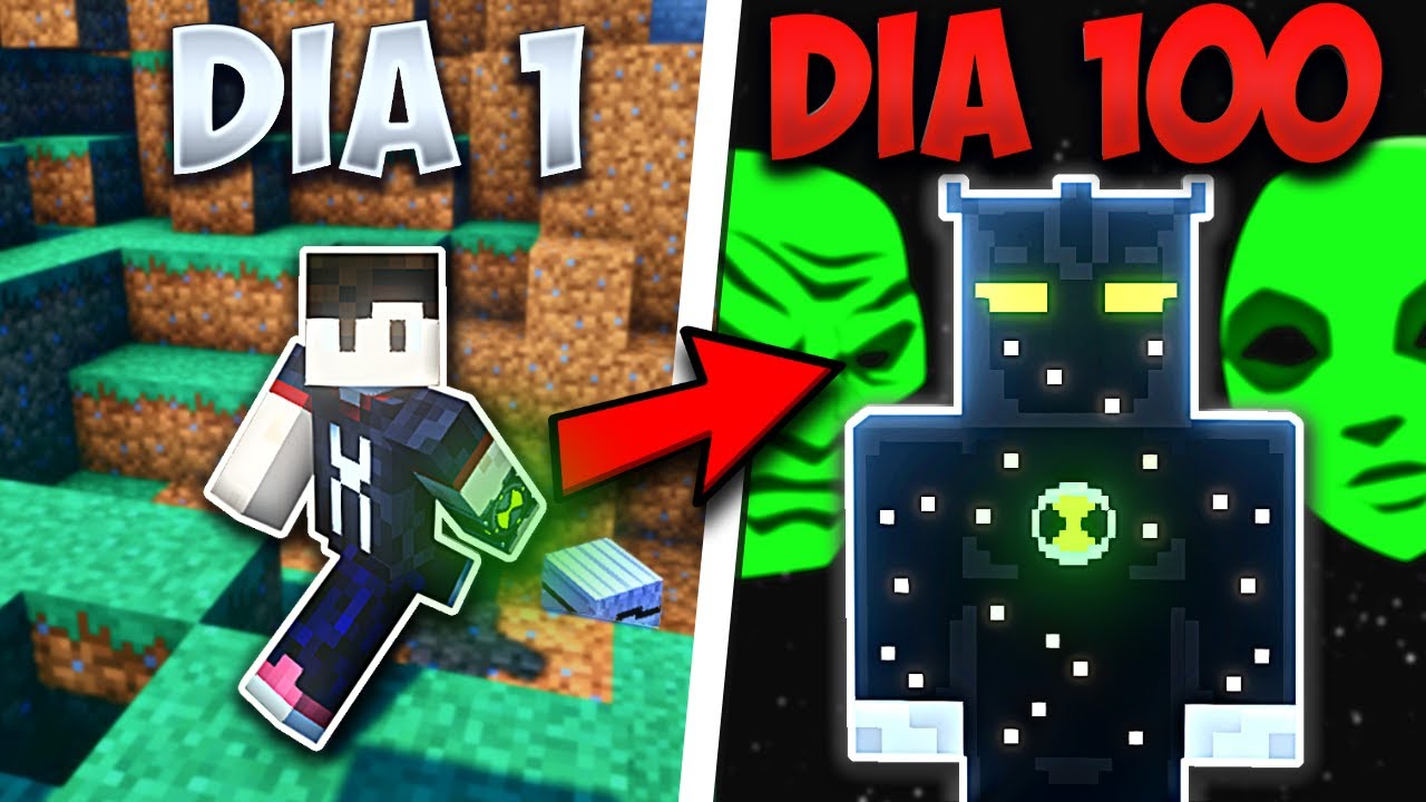Passei 100 Dias no Minecraft Ben 10