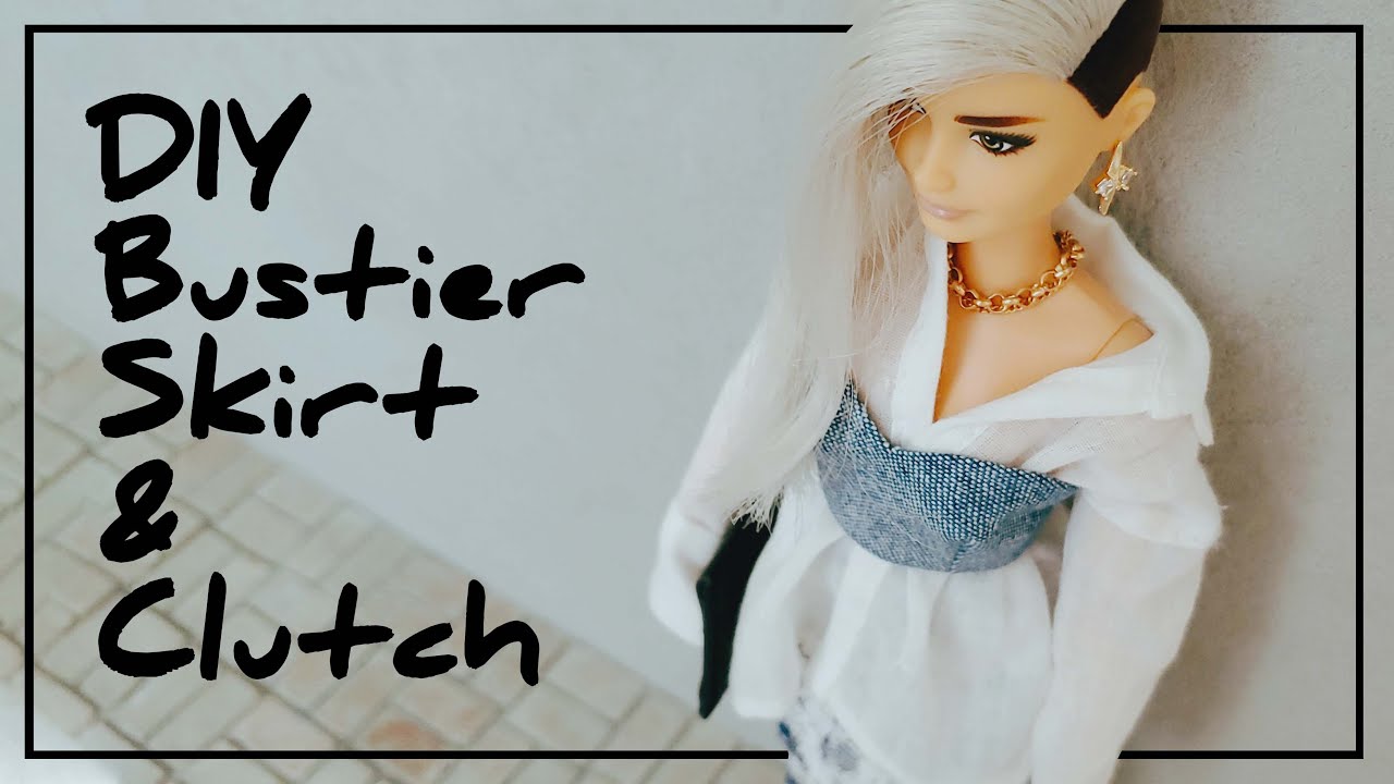 DIY Barbie Clothes Tutorial and Free Patterns I Bustier, Tweed Skirt, and Clutch