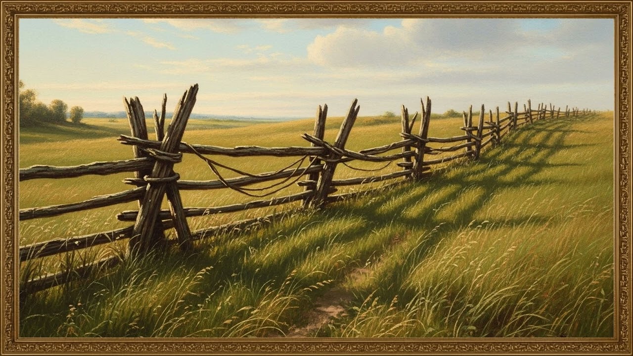 Calm Open Field and Rustic Fence | Elegant Gallery Art for TV