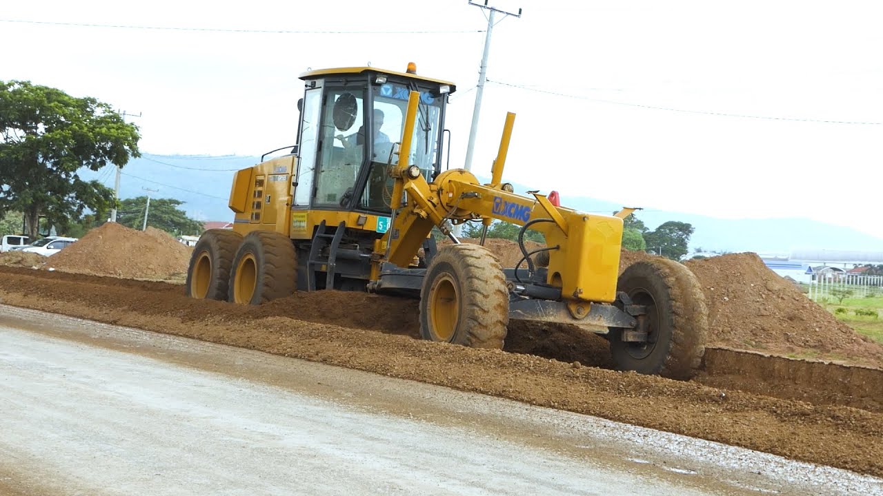 Incredible Heavy Equipment Machines XCMG GR165 Grader Pushing Soil Process & Roller in Step-by-Step