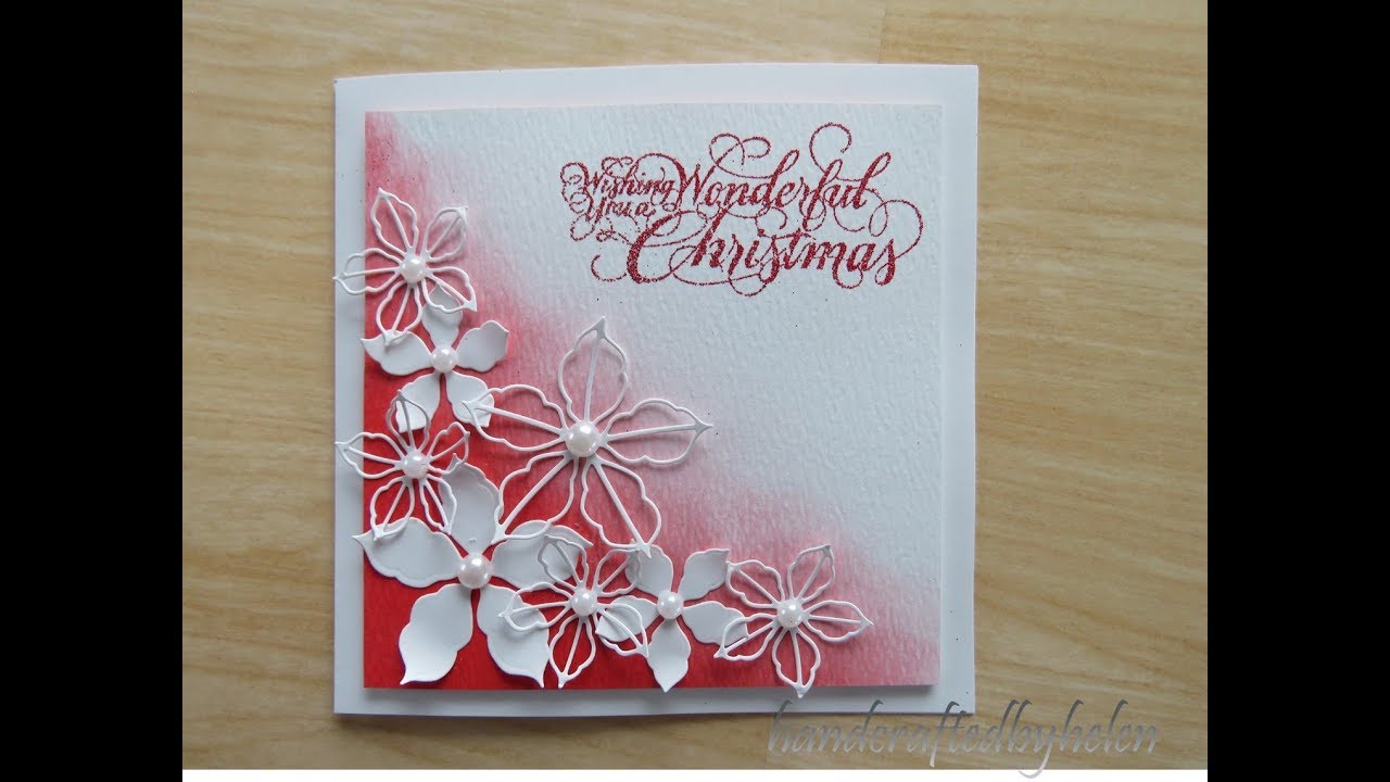 Distressed inked background with poinsettias