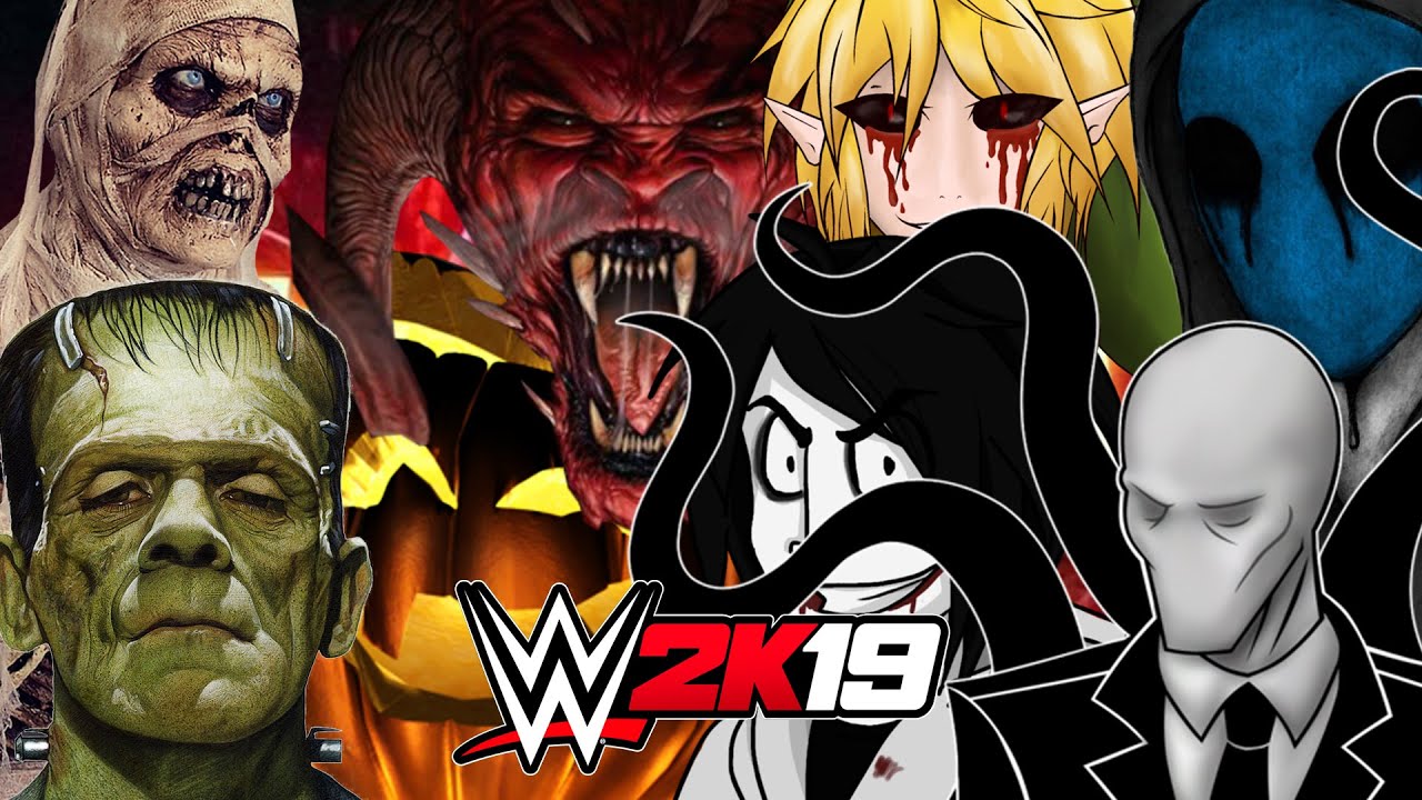CREEPYPASTA vs TEAM HALLOWEEN LADDER MATCH (HALLOWEEN SPECIAL) WWE 2K19 RETURNS